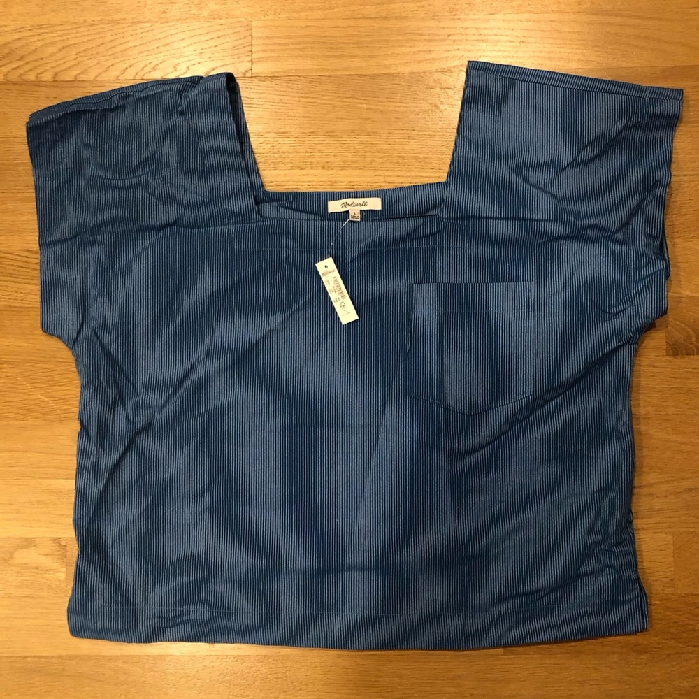 Madewell Square Neck Blue Blouse